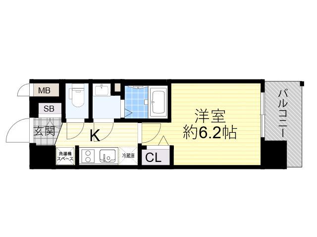 プレサンスOSAKA三国ネオス(1K/3階)の間取り写真