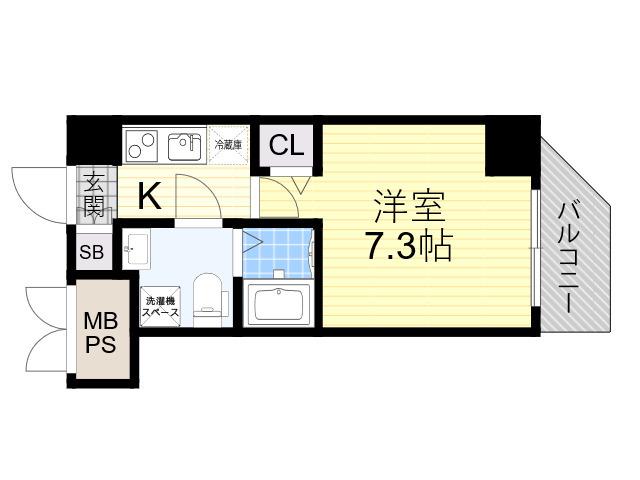 エグゼ新大阪南(1K/2階)の間取り写真