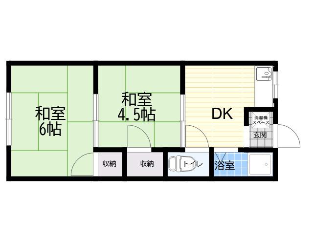JR東海道・山陽本線 塚本駅 徒歩9分 2階建 築62年(2DK/2階)の間取り写真