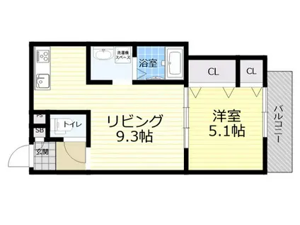 セレニティ田川2丁目(1LDK/1階)の間取り写真