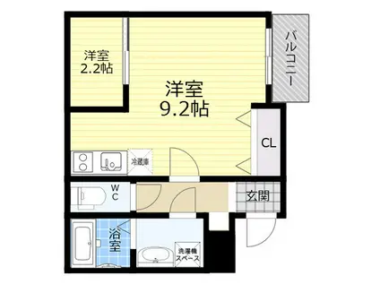 RIFF阪急神崎川(1LDK/1階)の間取り写真