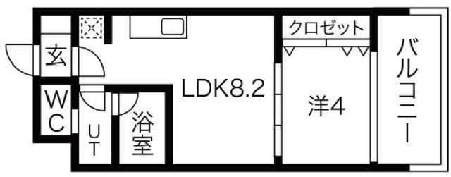 ブエナビスタ(1LDK/4階)の間取り写真