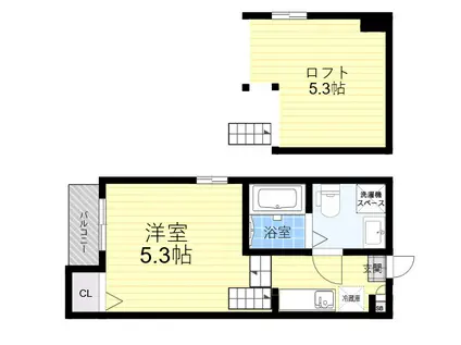 ハーモニーテラス花川1(1K/1階)の間取り写真