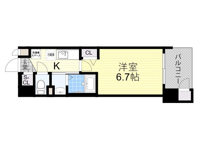 ラグゼ三国駅前(1K/1階)の間取り写真