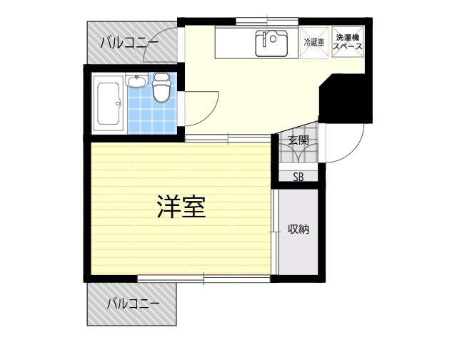 ハンプトンハウス(1DK/4階)の間取り写真
