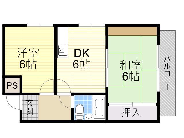 大和田ローズマンション(2DK/2階)の間取り写真