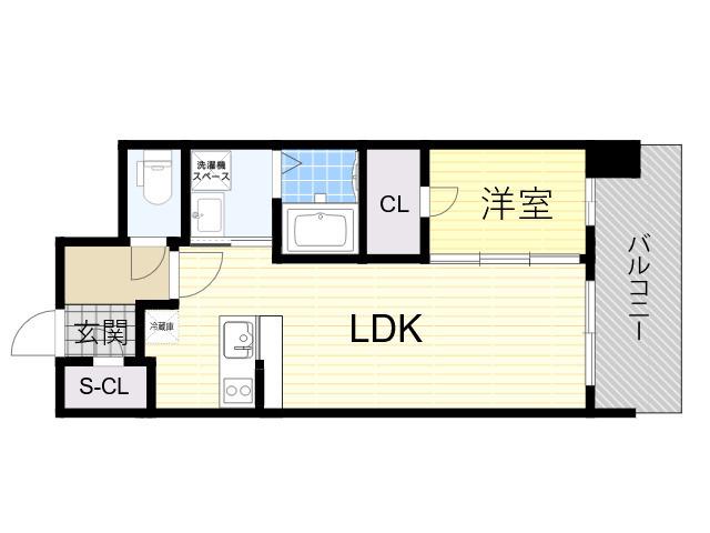 レジュールアッシュ塚本レジデンス(1LDK/9階)の間取り写真