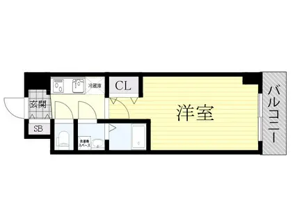 JPレジデンス大阪ウエストⅢ(1K/2階)の間取り写真