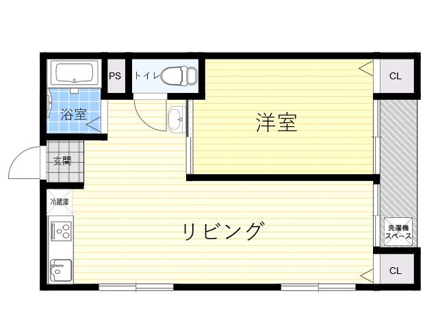 なぎさマンション(1LDK/4階)の間取り写真
