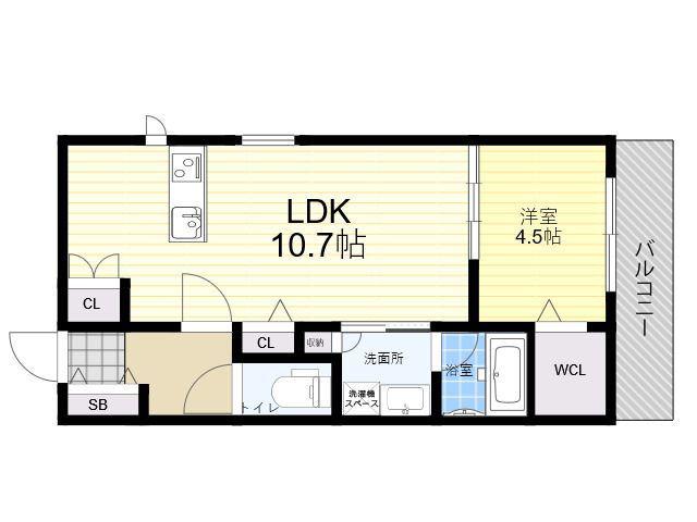 KANON神崎川(1LDK/3階)の間取り写真