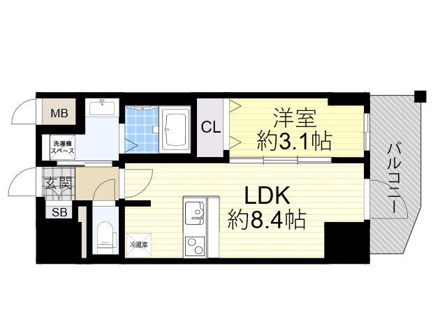 プレサンス塚本アクミリオン(1LDK/11階)の間取り写真