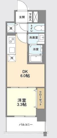 エスタート塚本(1DK/3階)の間取り写真