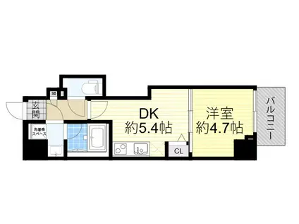 エレガントレジデンスYODOGAWA(1DK/8階)の間取り写真
