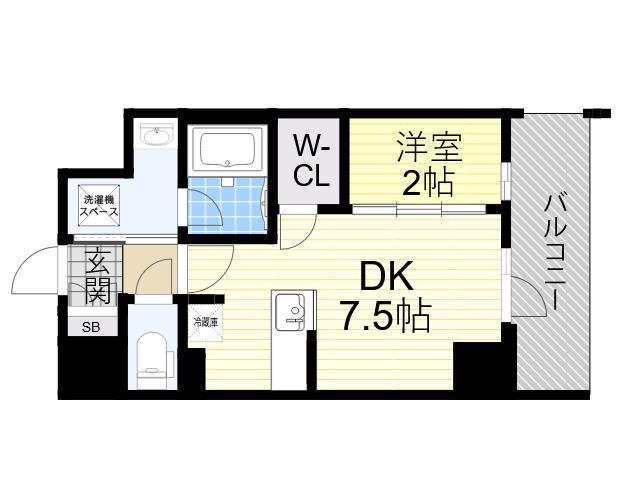 バウスフラッツ新大阪(1DK/6階)の間取り写真
