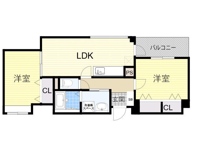 ウエストコート新大阪(2LDK/5階)の間取り写真