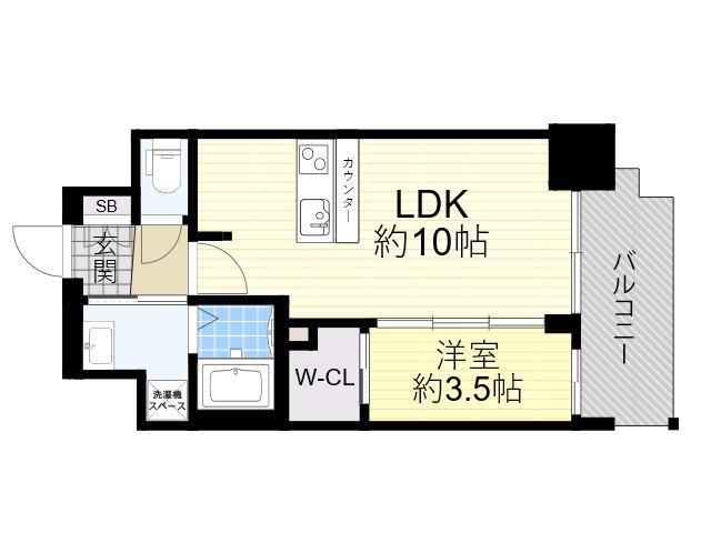 プレサンス塚本ミッドネクスト(1LDK/12階)の間取り写真