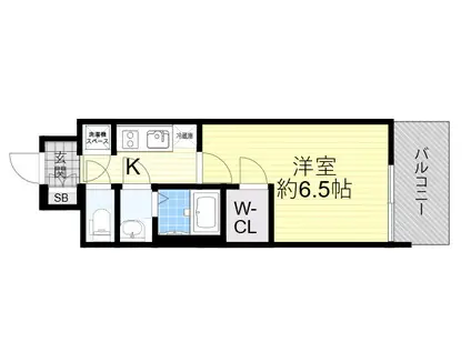 ファーストフィオーレ塚本リベルテ(1K/1階)の間取り写真