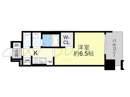 ファーストフィオーレ塚本リベルテ(1K/2階)の間取り写真