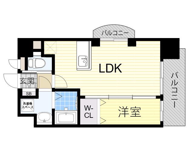 LUXE東三国(1LDK/5階)の間取り写真