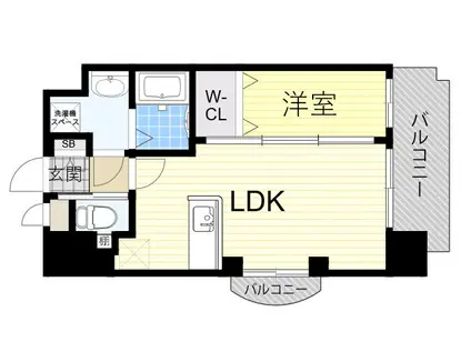 LUXE東三国(1LDK/9階)の間取り写真