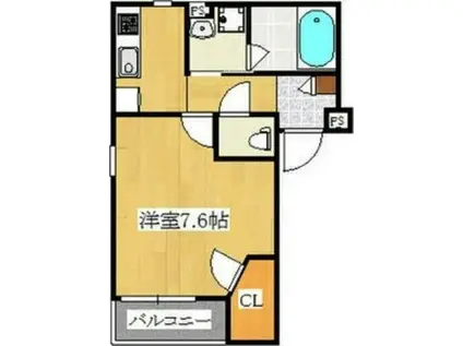 カサーディア加島I(1K/2階)の間取り写真