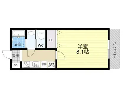 CASA姫里(1K/2階)の間取り写真