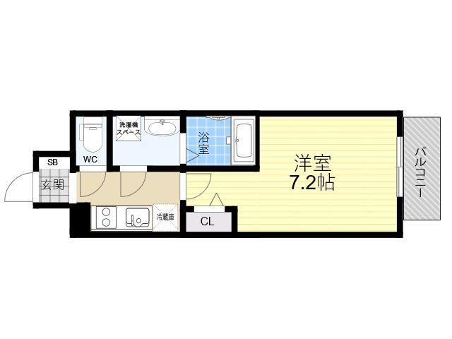 ATTIRANT西三国(1K/8階)の間取り写真