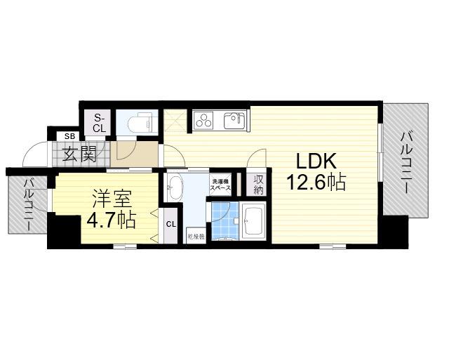 スプランディッド8(1LDK/6階)の間取り写真