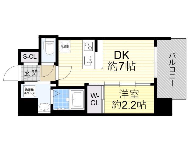 セレニテ十三ミラク(1DK/12階)の間取り写真