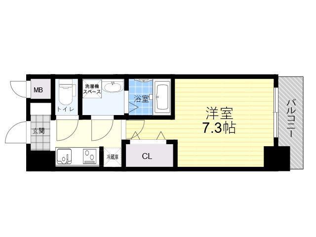 S-RESIDENCE三国ウエスト(1K/5階)の間取り写真