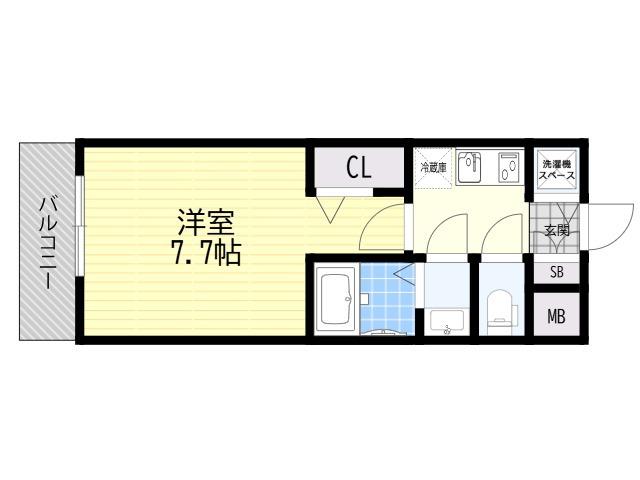 S-RESIDENCE三国ウエスト(1K/8階)の間取り写真