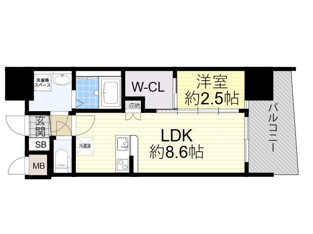セレニテ新大阪ミラク弐番館(1LDK/4階)の間取り写真