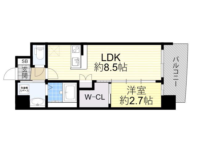 セレニテ東三国ミラク(1LDK/8階)の間取り写真