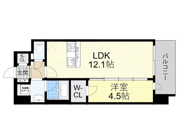 スプランディッド新大阪Ⅶ(1LDK/9階)の間取り写真