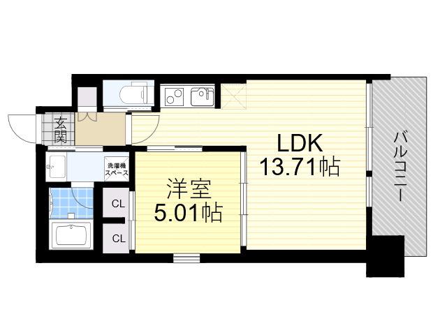 プレジオ三国ASIAN(1LDK/10階)の間取り写真