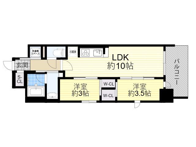 リビオメゾン新大阪(2LDK/4階)の間取り写真