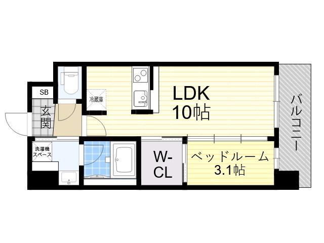 アーバングランデ新大阪(1LDK/6階)の間取り写真