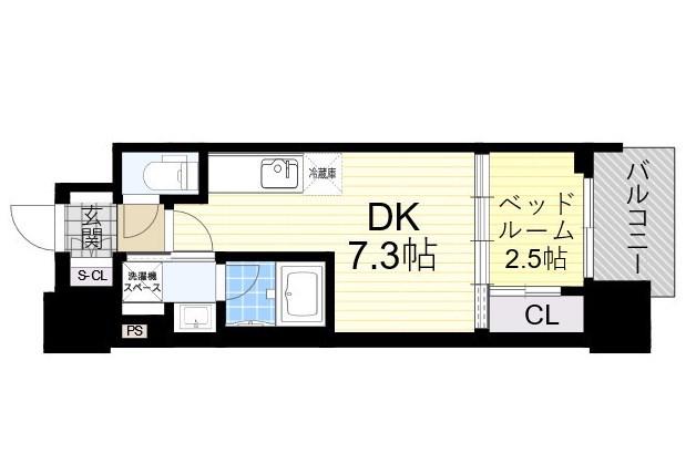 コンフォリア新大阪宮原Q(1DK/7階)の間取り写真