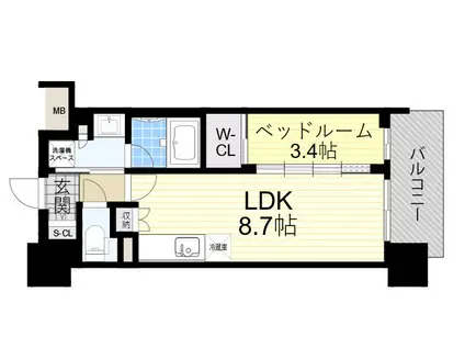 コンフォリア新大阪宮原Q(1LDK/12階)の間取り写真