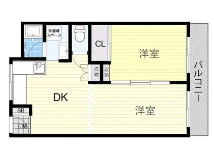 メゾンインペリアル(2DK/6階)の間取り写真