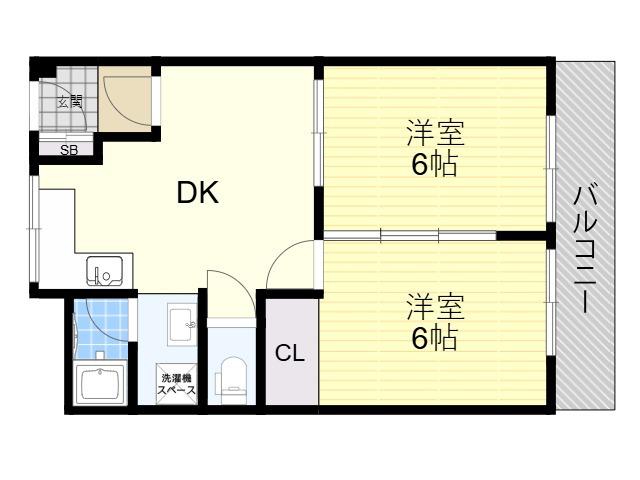 メゾンインペリアル(2DK/5階)の間取り写真