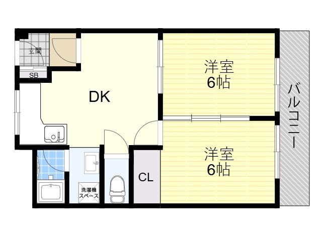 メゾンインペリアル(2DK/5階)の間取り写真