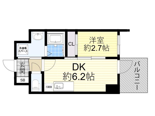 セレニテ新大阪グランデ ミリュー(1DK/11階)の間取り写真