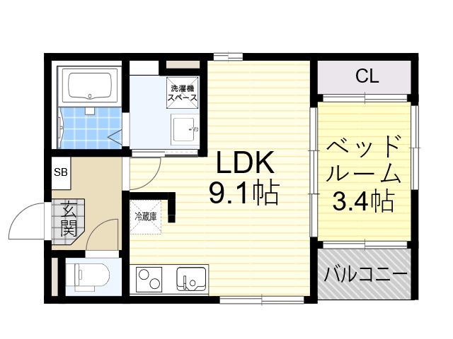 ハーモニーテラス福町(1LDK/3階)の間取り写真