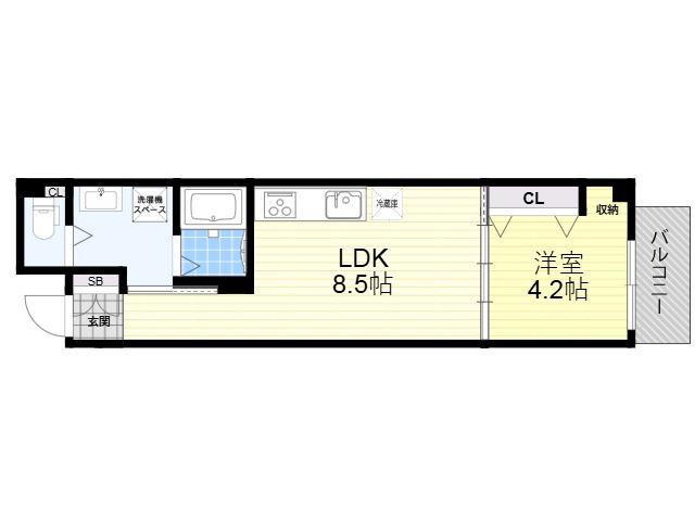 LUXE塚本(1LDK/5階)の間取り写真