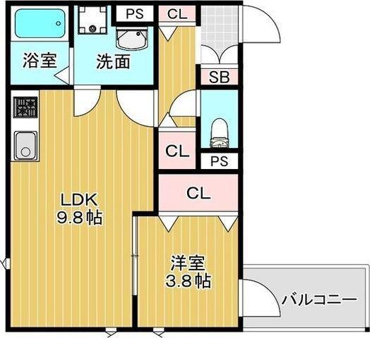 クレール塚本(1LDK/1階)の間取り写真
