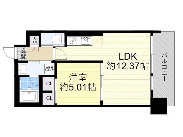 プレジオ三国EURO(1LDK/9階)の間取り写真
