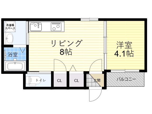 M-CITY大阪十三(1LDK/4階)の間取り写真