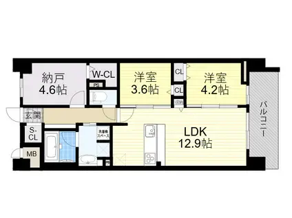 スプランディッド大阪NAMBA LINE(2SLDK/11階)の間取り写真