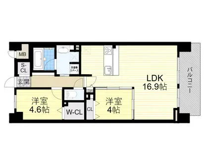 スプランディッド大阪NAMBA LINE(2LDK/11階)の間取り写真